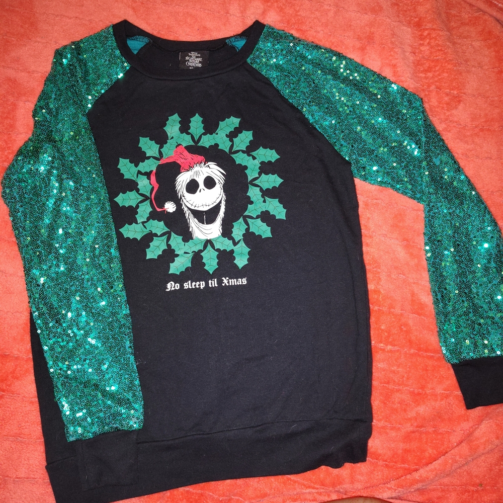 Disney Black and Green Holiday Sweatshirt